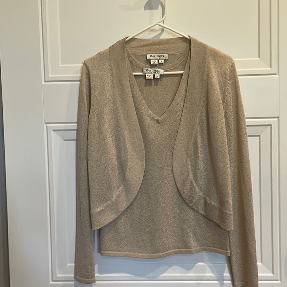 Kay Unger Gold Cropped Sweater Set